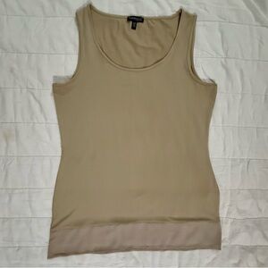 Conrad C Collection Beige Sleeveless Blouse – Sheer Layered Hem – Size Small